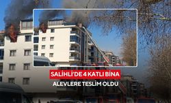 Salihli’de 4 katlı binada çıkan yangın çatı katına sıçradı