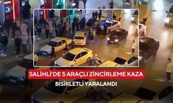 Salihli’de 5 araçlı zincirleme kaza: Bisikletli yaralandı