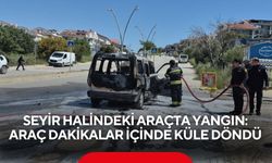 Seyir halindeki araçta yangın: Araç dakikalar içinde küle döndü