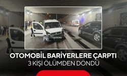 Otomobil bariyerlere çarptı: 3 kişi ölümden döndü