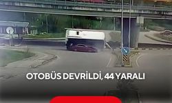 44 kişinin yaralandığı otobüs kazası kamerada...