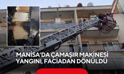 Manisa'da  çamaşır makinesi yangını, faciadan dönüldü