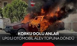 Korku dolu anlar: LPG'li otomobil alev topuna döndü