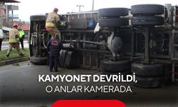 Salihli-Kula yolunda yağış kazası: Kamyonet devrildi, o anlar kamerada