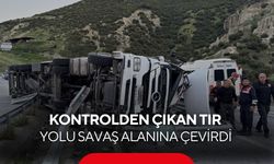 Kula’da feci kaza! Kontrolden çıkan tır devrildi, trafik felç oldu...