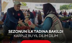 Sezonun ilk karpuzu pazara indi... Dilim dilim satılıyor, yok satıyor...