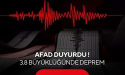 AFAD duyurdu: 3.8 büyüklüğünde deprem