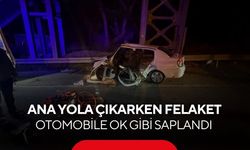Ana yola çıkarken felaket! Otomobile ok gibi saplandı...