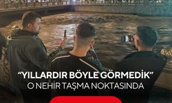 Debisi artan nehir köprü ayaklarına dayandı... Vatandaşlar tehlikeye rağmen köprüye akın etti