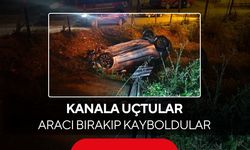 Kanala uçan araçta şok! Sürücü ve yolcu kaçtı...