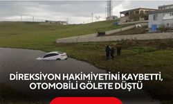 Direksiyon hakimiyetini kaybetti, otomobili gölete düştü