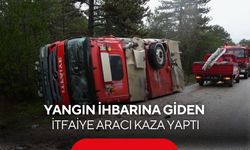Yangın ihbarına giden itfaiye aracı kaza yaptı
