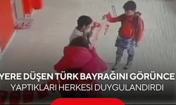 Minik yüreklerden büyük hareket! Türk bayrağına saygı kamerada...