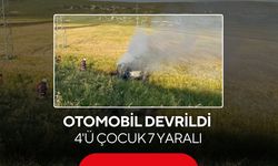 Otomobil devrildi: 4'ü çocuk 7 yaralı