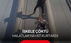 Otel inşaatında korku dolu anlar! İşçiler metrelerce yüksekte asılı kaldı...