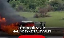 Otomobil seyir halindeyken alev aldı