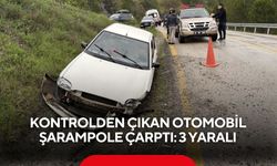 Otomobil şarampole çarptı: 3 yaralı