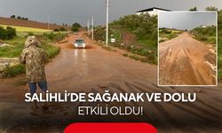 Salihli’de sağanak ve dolu etkili oldu! Sürücüler yolda zor anlar yaşadı