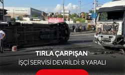 Tırla çarpışan işçi servisi devrildi: 8 yaralı