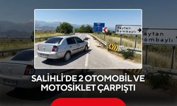 Salihli’de 2 otomobil ve motosiklet çarpıştı: 1 yaralı