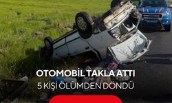 Otomobil takla attı: 5 kişi ölümden döndü