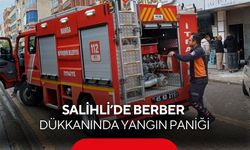 Salihli’de berber dükkanında yangın paniği