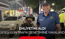 Yeni sürücü, ilk gününde polisle tanıştı... Ortaya gülümseten görüntüler çıktı...