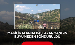Makilik alanda başlayan yangın büyümeden söndürüldü