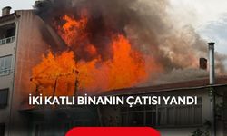 İki katlı binanın çatısı yandı