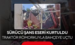 Evde kimse olmaması facianın önüne geçti | Belediyeye ait traktör evin bahçesine uçtu...