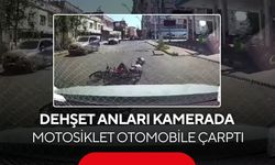Dehşet anları kamerada: Motosiklet otomobile arkadan çarptı