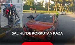 Salihli’de korkutan kaza: Motosiklet sürücüsü ölümden döndü