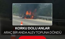 Motorundan duman çıktı, alevlere teslim oldu | Yanan otomobil kamerada!
