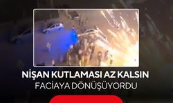 Nişan kutlaması az kalsın faciaya dönüşüyordu... Havai fişek kalabalığın arasına böyle daldı