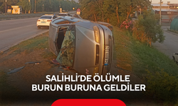 Salihli’de ölümle burun buruna geldiler: Otomobil takla attı, 2 yaralı