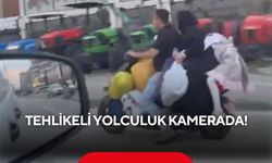 Pes dedirten görüntü! Aile, çocuklarla scooter üzerinde yolculuk yaptı...