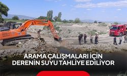 Arama çalışmaları için derenin suyu tahliye ediliyor