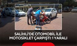 Salihli'de otomobil ile motosiklet çarpıştı: 1 yaralı