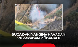 Buca'daki yangına havadan ve karadan müdahale