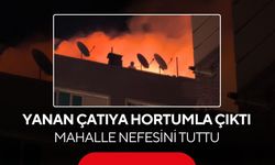 Gece yarısı alevlere meydan okudu! Hortumla çatı yangınına tek başına müdahale etti