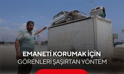 Hırsızlara karşı ilginç çözüm! Toros'u forkliftle konteynerin üstüne çıkardı