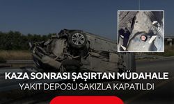 Kaza sonrası büyük tehlike! İtfaiye yakıt sızıntısını sakızla durdurdu...