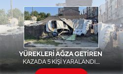 Yürekleri ağza getiren kazada 5 kişi yaralandı....