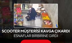Komşu esnaflar müşteri için kavga etti, ortalık savaş alanına döndü... O anlar güvenlik kamerasında