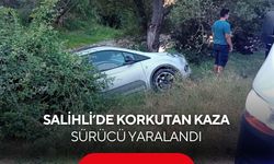 Salihli'de otomobil yol kenarına uçtu: Sürücü yaralandı