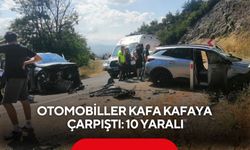 Otomobiller kafa kafaya çarpıştı: 10 yaralı