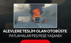 Seyir halindeki yolcu otobüsü alev topuna döndü! Patlama anları kamerada...