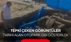 Tarihi mezarın üzeri çakıl taşlarıyla kapatıldı, otopark görünümü verildi...