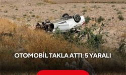 Bariyerlere çarpan otomobil takla attı: 5 yaralı