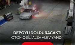 Yakıt almaya geldi, aracı bir anda alev topuna döndü!